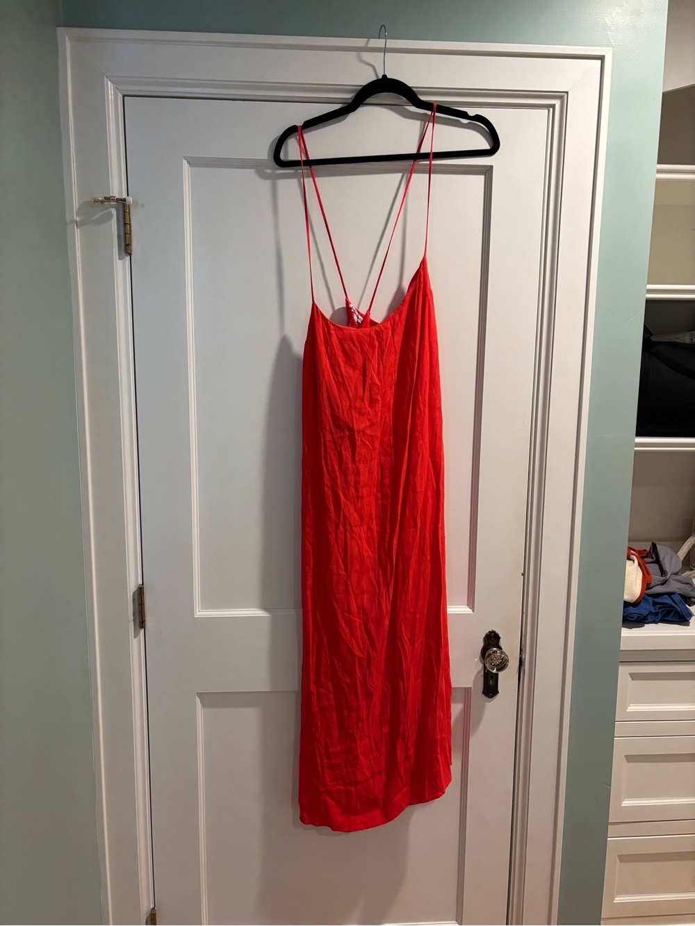 Reformation Red Slip Midi Dress with Thin Straps